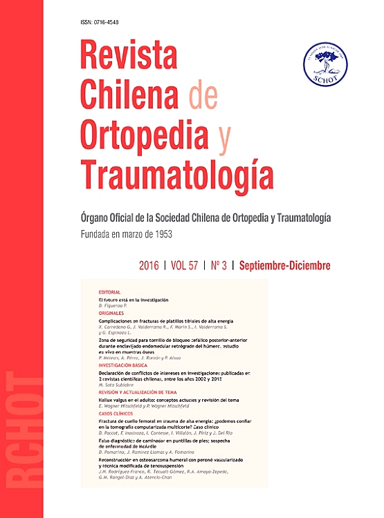 Go to journal home page - Revista Chilena de Ortopedia y Traumatología